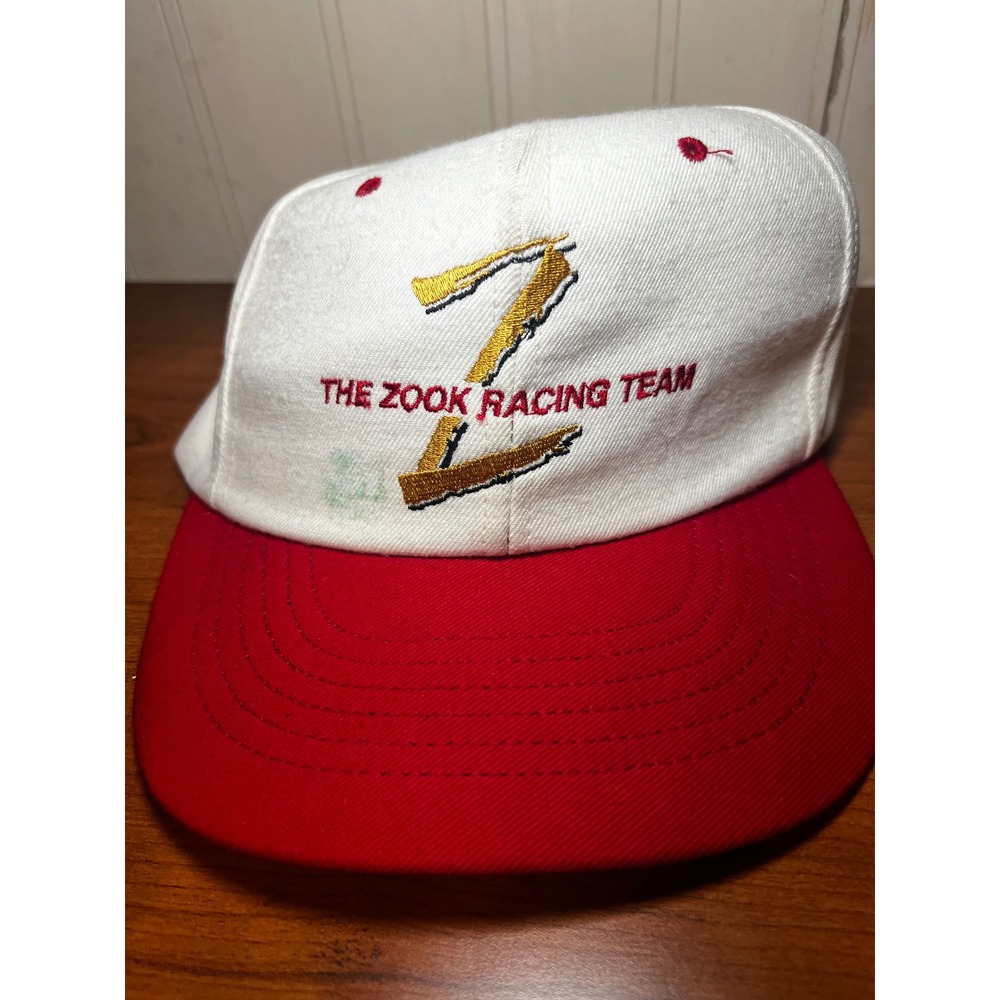 Vintage 1982 The Zook Racing Team Hat SKM Made in USA Red White Snapback Cap